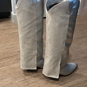 Elegant Silver and White Women's Boots